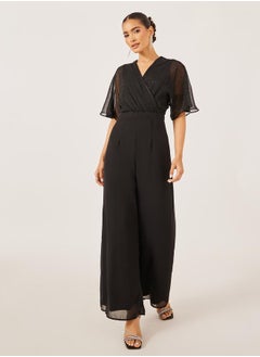 Styli Textured Dobby V-Neck Jumpsuit  - Image 1