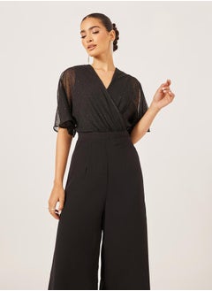 Styli Textured Dobby V-Neck Jumpsuit  - Image 3