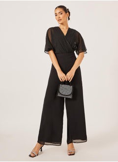 Styli Textured Dobby V-Neck Jumpsuit  - Image 2