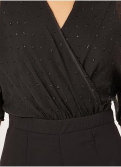 Styli Textured Dobby V-Neck Jumpsuit  - Image 4