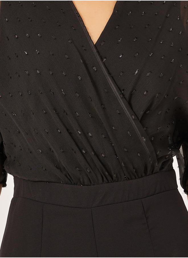 Styli Textured Dobby V-Neck Jumpsuit  - Image 4