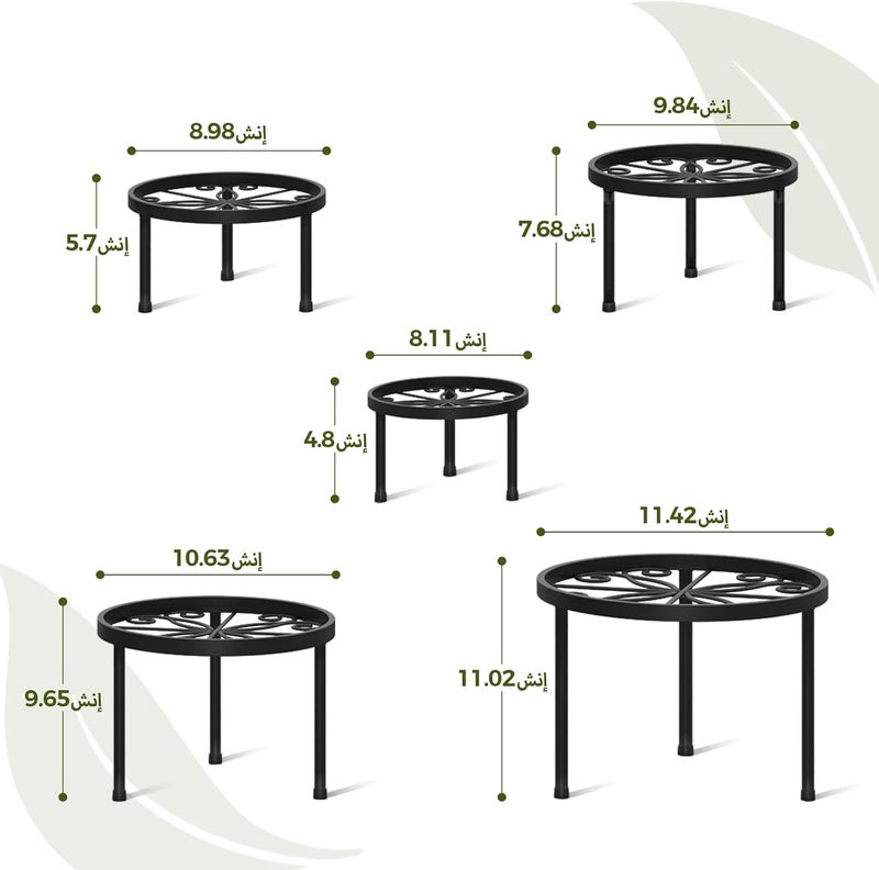Bamworld 5 Pack Metal Plant Stands for Flower Pot, Heavy Duty Black Iron Potted Stand Holder, Indoor Outdoor Rustproof Metal Planter Container Round Supports Display Rack for Home Eid al-Adha - Image 2