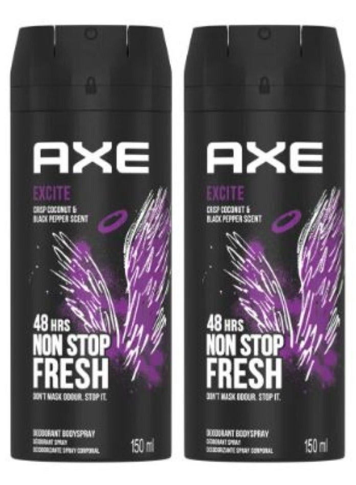 Axe Pack Of 2 Axe Excite Crisp Coconut And Black Pepper Scent 150ml - Image 1