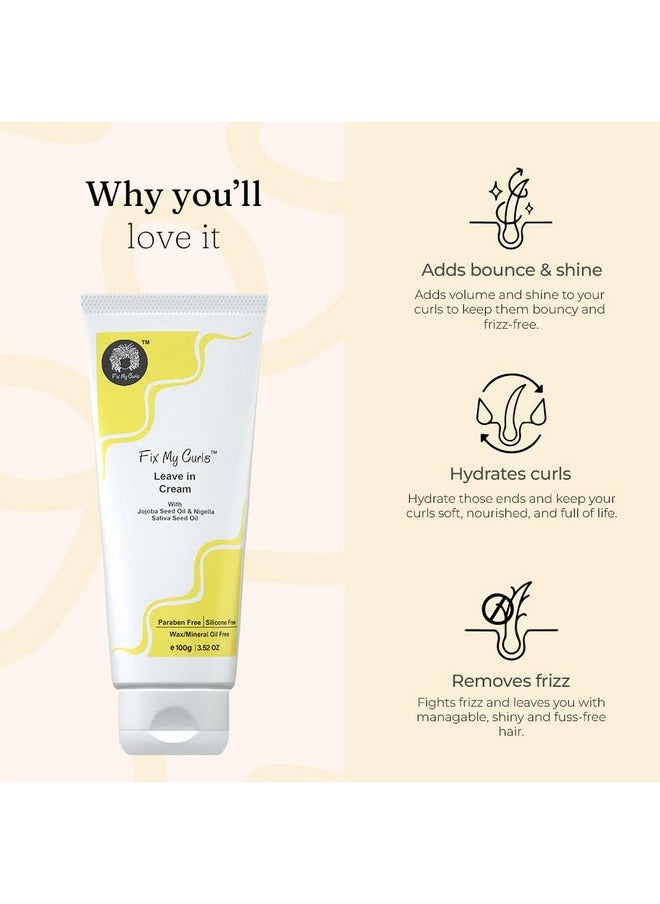 Fix My Curls Leave In Cream ; With Moisturising Jojoba Oil Nigella Sativa Oil & Keratin ; For Curly Wavy Dry & Frizzy Hair ; Silicone Free Curl Defining Cream ; Frizz Control Solution ; 250Gm  - Image 3