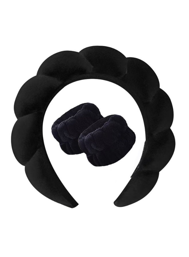 Generic Spa Headband For Washing Face Sponge Make Up Skincare Headband Bubble Hairband -black  - Image 1