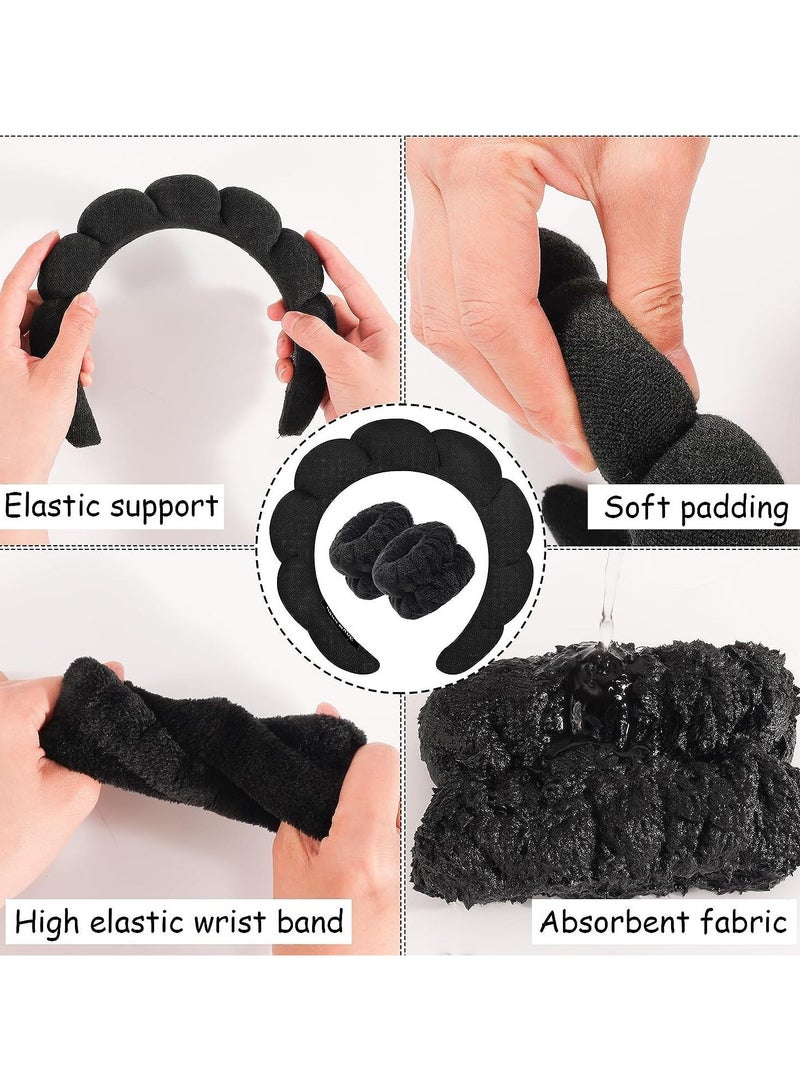 Generic Spa Headband For Washing Face Sponge Make Up Skincare Headband Bubble Hairband -black  - Image 2