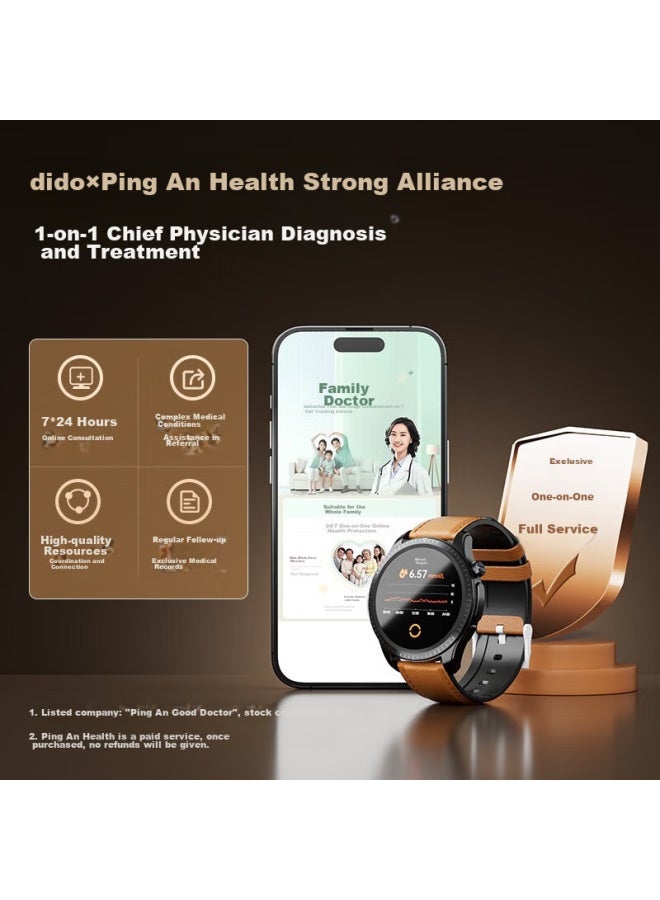 Didoe56s Max Blood Pressure And Blood Sugar Watch, Risk Assessment, Ecg, Smart Watch For Middle-aged And Elderly Men And Women, Blood Glucose Meter, Blood Oxygen, Heart Rate, Sleep, Health, Fitness Tracker - Image 1