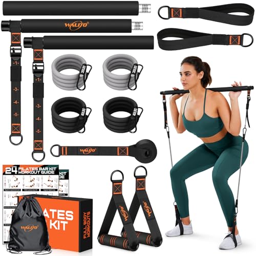 WALITO Pilates Bar Kit with Resistance Bands, 3-Section Multifunctional Yoga Pilates Bar with Metal Adjustment Buckle.Portable Pilates Equipment for Women & Men Full-Body Workouts at Home Gym - Image 1