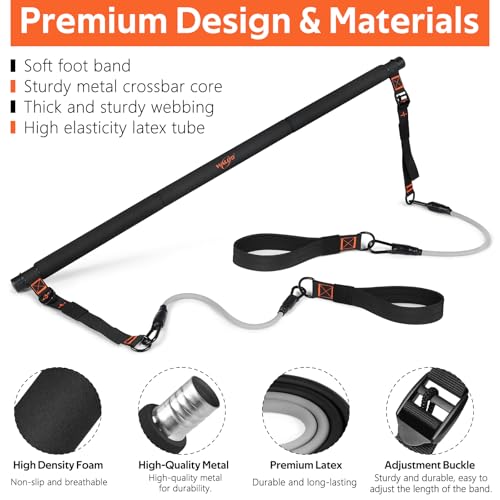 WALITO Pilates Bar Kit with Resistance Bands, 3-Section Multifunctional Yoga Pilates Bar with Metal Adjustment Buckle.Portable Pilates Equipment for Women & Men Full-Body Workouts at Home Gym - Image 4