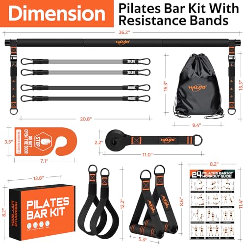 WALITO Pilates Bar Kit with Resistance Bands, 3-Section Multifunctional Yoga Pilates Bar with Metal Adjustment Buckle.Portable Pilates Equipment for Women & Men Full-Body Workouts at Home Gym - Image 2