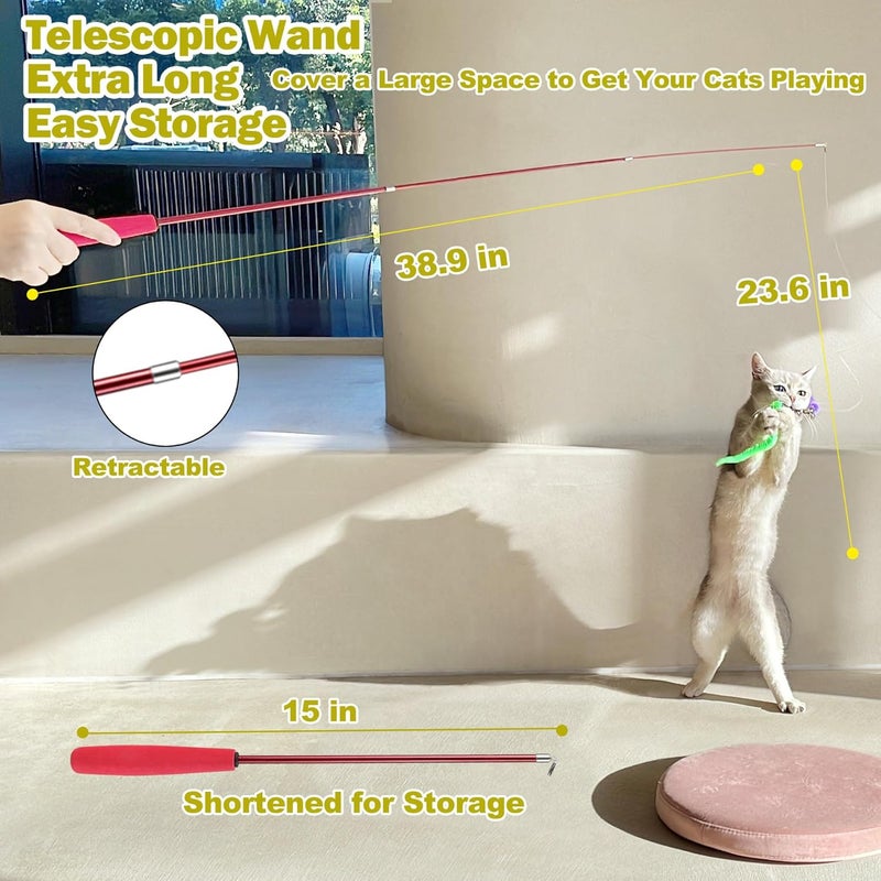 AIN Cat Toys Kitten Toys Assortments, 27PCS Variety Toy Set Including Cat Feather Teaser Wand - Image 3