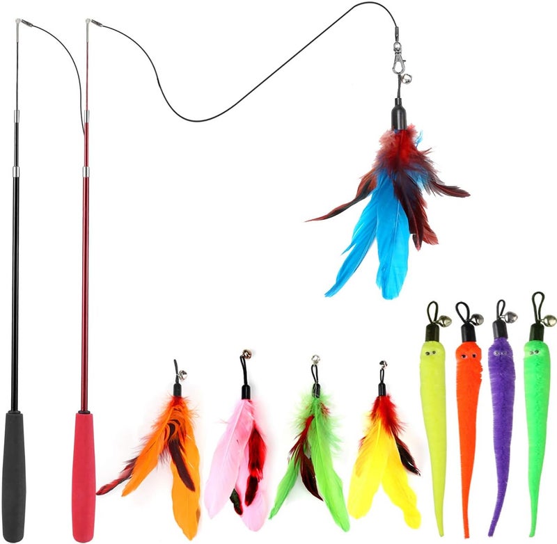 AIN Cat Toys Kitten Toys Assortments, 27PCS Variety Toy Set Including Cat Feather Teaser Wand - Image 1