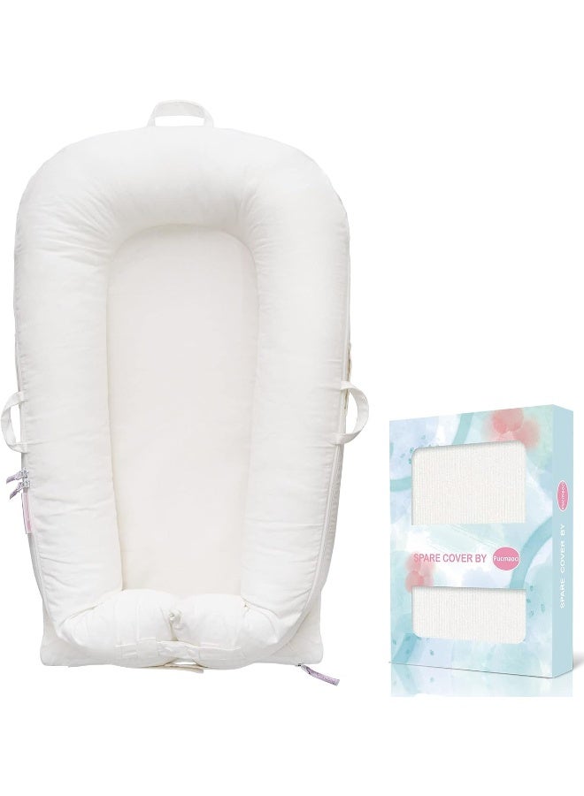 Pucmaoci Corduroy Baby Lounger Cover for Dockatot Deluxe + | 100% Cotton Hypoallergenic Newborn Premium Quality Spare Cover(Cover Only) (White) - Image 1