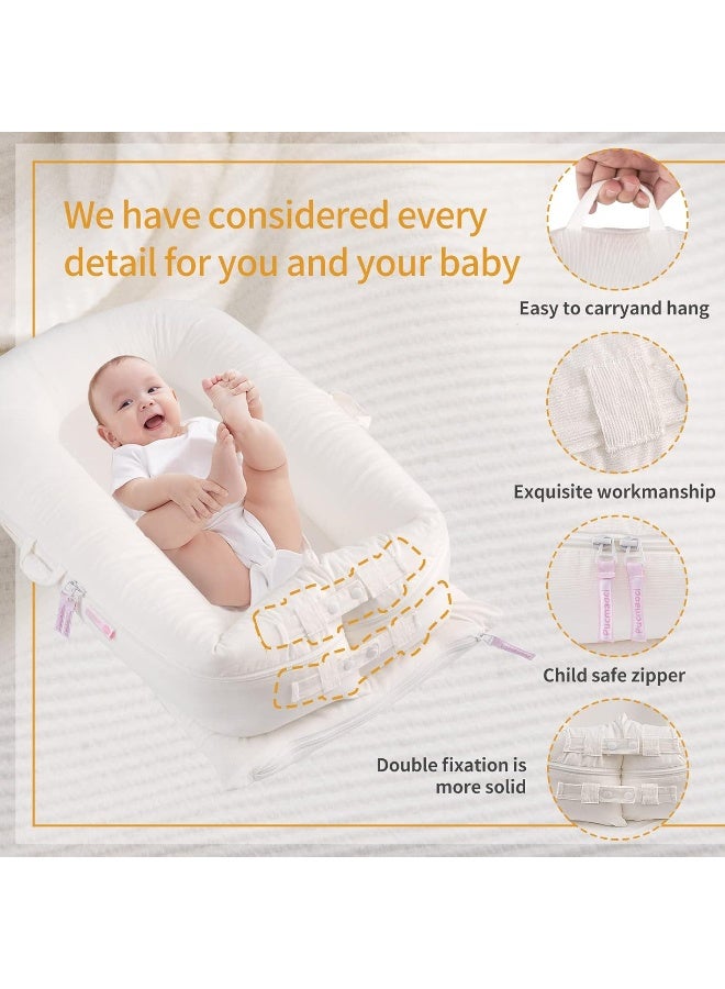 Pucmaoci Corduroy Baby Lounger Cover for Dockatot Deluxe + | 100% Cotton Hypoallergenic Newborn Premium Quality Spare Cover(Cover Only) (White) - Image 3