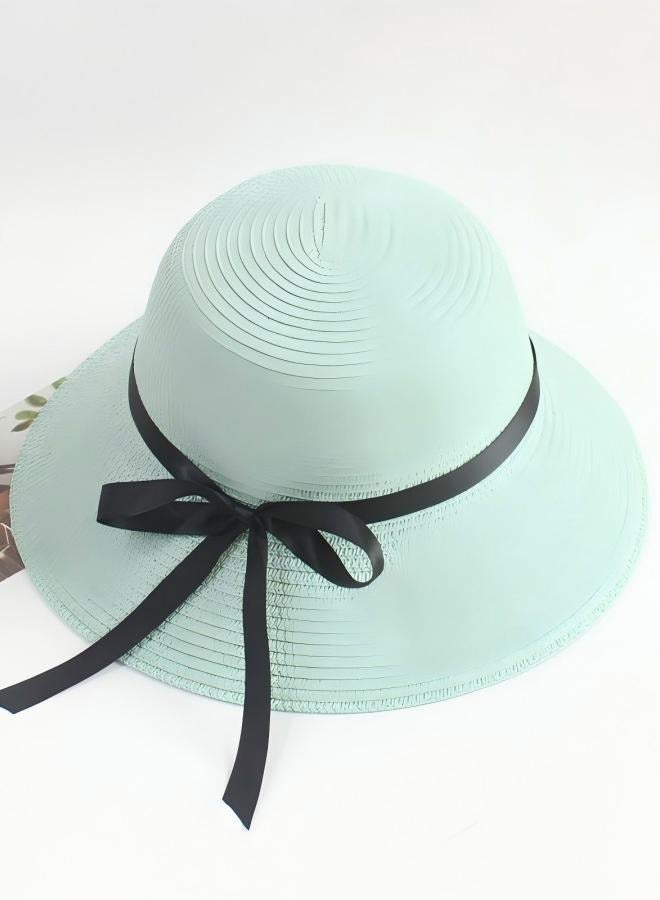 loyal Summer Women's Sun Hat Black Ribbon Bow Wide Brim Hat Adult Basin Hat Female Sun Protection Folding - Image 3