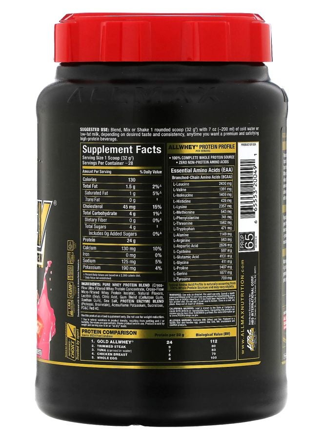 Allmax GOLD ALLWHEY® Premium Whey Protein Strawberry 2 lbs (907 g) - Image 2