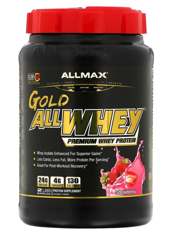 Allmax GOLD ALLWHEY® Premium Whey Protein Strawberry 2 lbs (907 g) - Image 1