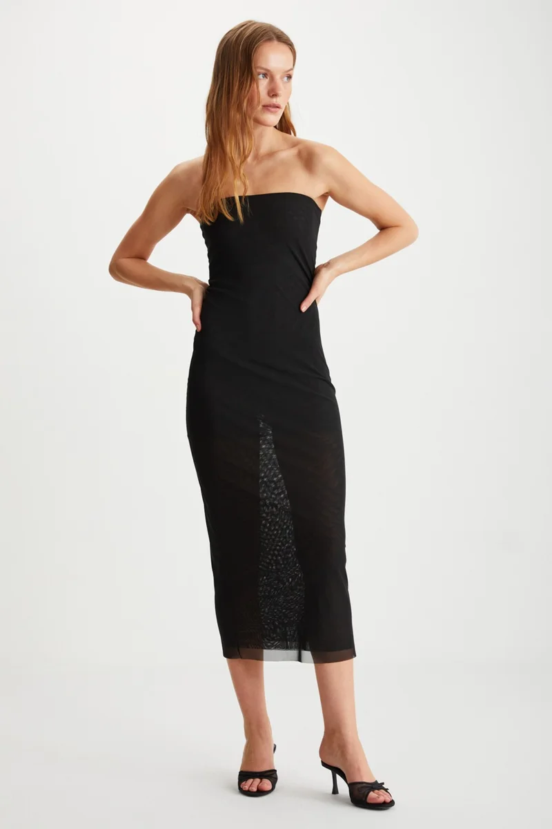 GRIMELANGE Apolline Women's Polyester Off-the-Shoulder Black Dress