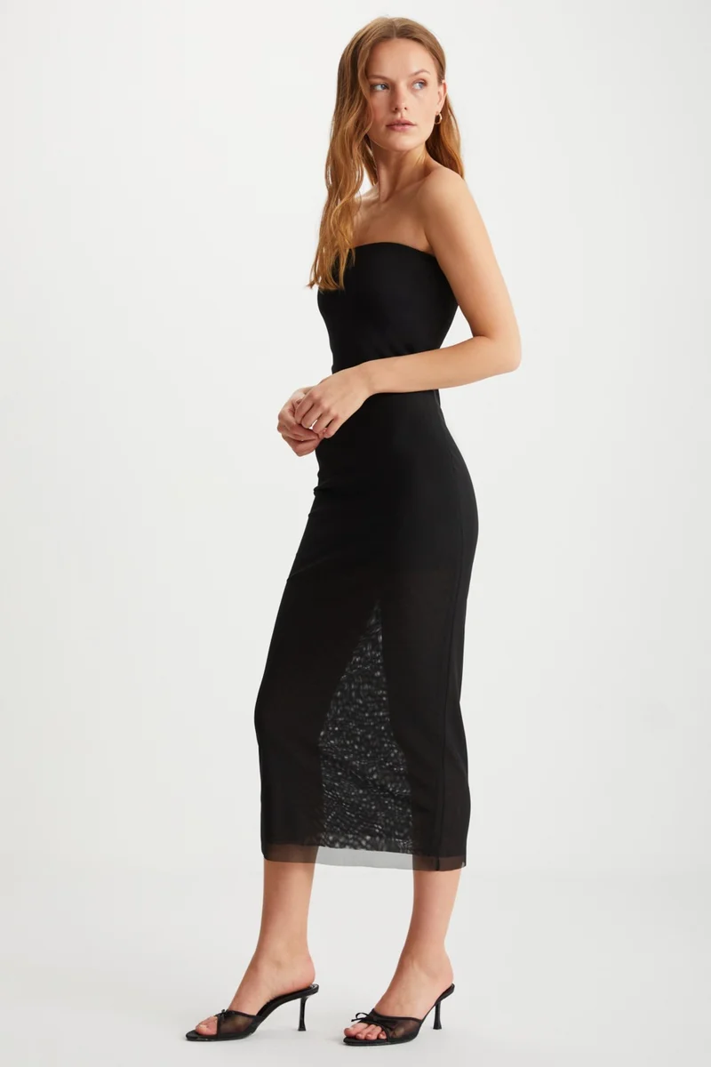 GRIMELANGE Apolline Women's Polyester Off-the-Shoulder Black Dress