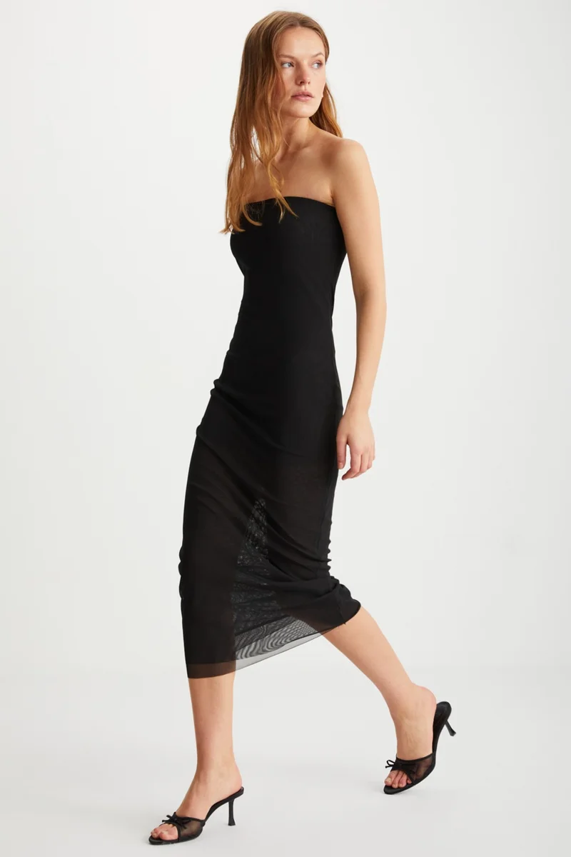 GRIMELANGE Apolline Women's Polyester Off-the-Shoulder Black Dress