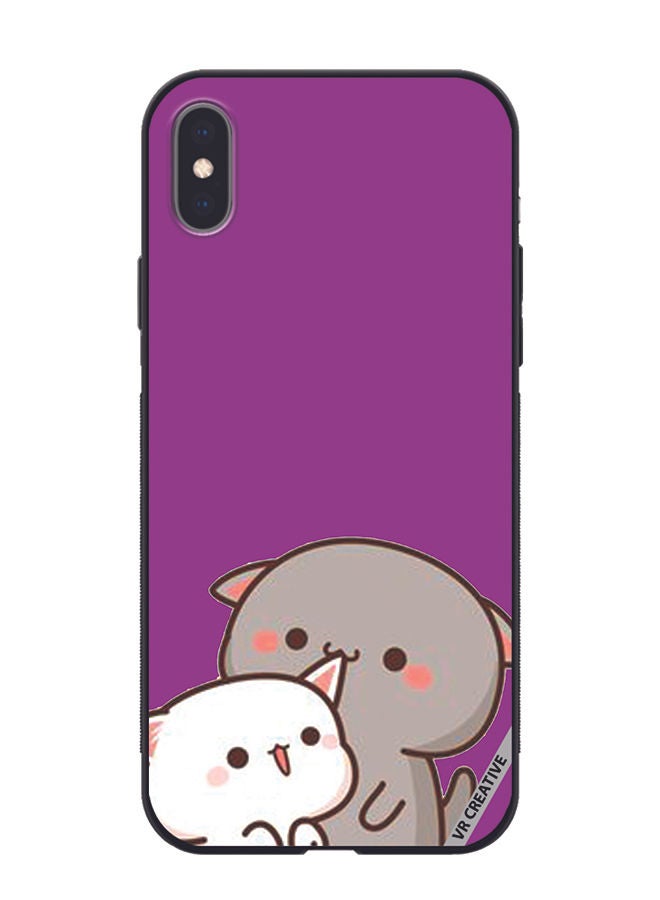 VR CREATIVE Protective Case Cover For Apple iPhone XS Max Two Cute Cats Design Multicolour - Image 1