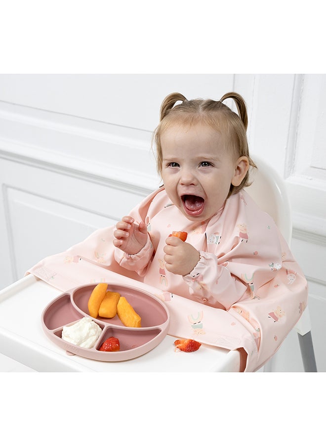 bibado - Silicone Suction Divider Plate,  Teaching Little Ones Cutlery Control And Vital Independent Feeding Skills Suitable For 6 Months To 3 Years - Blush - Image 1
