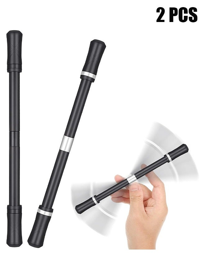 2 Pieces Spinning Pen Rolling Finger Gaming Trick Pen Mod with Tutorial No Pen Refill Stress Releasing Brain Training Toys for Kids Adults Student Office Supplies (Black and Silver) - Image 1