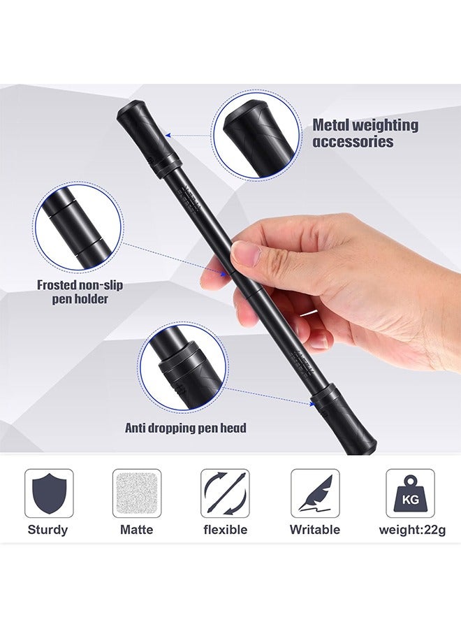 2 Pieces Spinning Pen Rolling Finger Gaming Trick Pen Mod with Tutorial No Pen Refill Stress Releasing Brain Training Toys for Kids Adults Student Office Supplies (Black and Silver) - Image 3