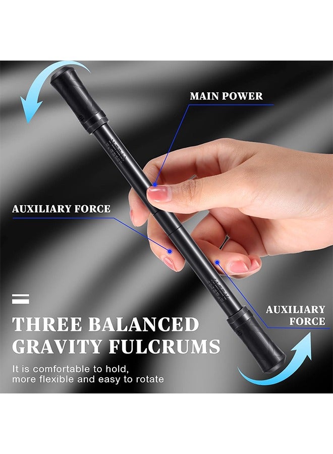 2 Pieces Spinning Pen Rolling Finger Gaming Trick Pen Mod with Tutorial No Pen Refill Stress Releasing Brain Training Toys for Kids Adults Student Office Supplies (Black and Silver) - Image 4