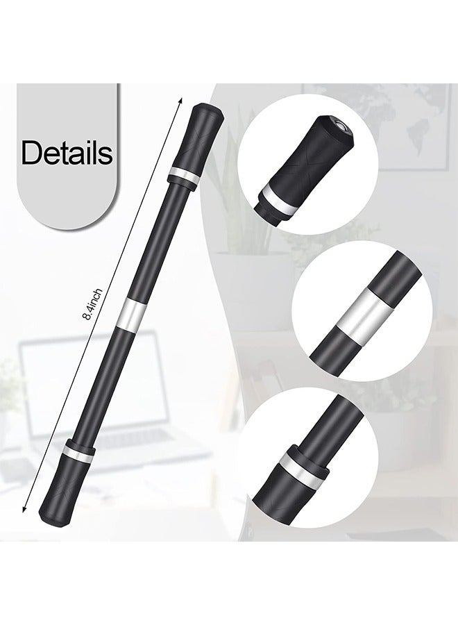 2 Pieces Spinning Pen Rolling Finger Gaming Trick Pen Mod with Tutorial No Pen Refill Stress Releasing Brain Training Toys for Kids Adults Student Office Supplies (Black and Silver) - Image 2