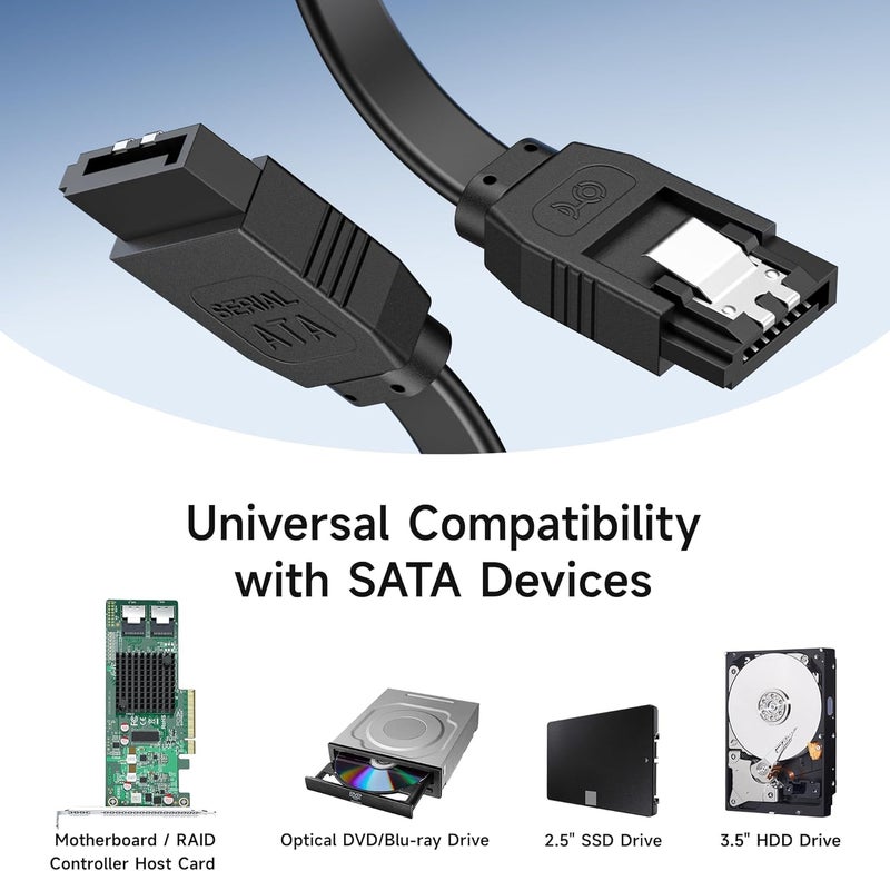 CableMatters 3-Pack Straight SATA Cable - 18 Inch, SATA III 6Gbps Data Cable for SSD, HDD, CD/DVD Drives, Hard Drive, Optical Drive, Gaming PC, Desktop, Motherboard, Black - Image 4