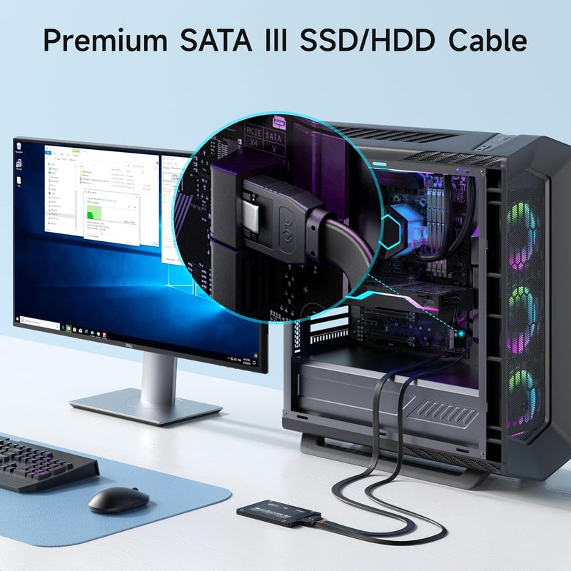 CableMatters 3-Pack Straight SATA Cable - 18 Inch, SATA III 6Gbps Data Cable for SSD, HDD, CD/DVD Drives, Hard Drive, Optical Drive, Gaming PC, Desktop, Motherboard, Black - Image 3