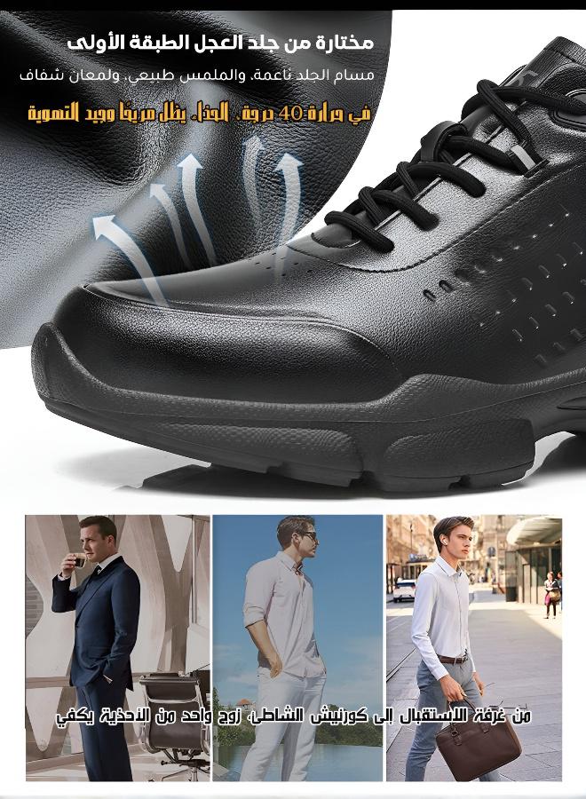 Hilyagems Men's Casual Lightweight Comfortable Leather Shoes - Image 3