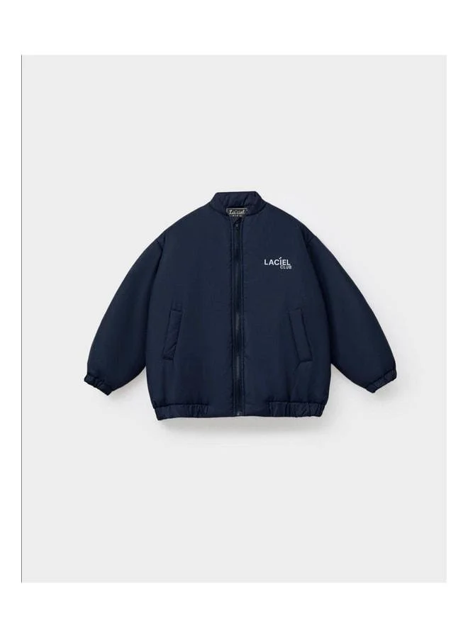 Magu Unisex Kids' Navy Bomber Jacket – Zippered, Pocketed, Relaxed Fit