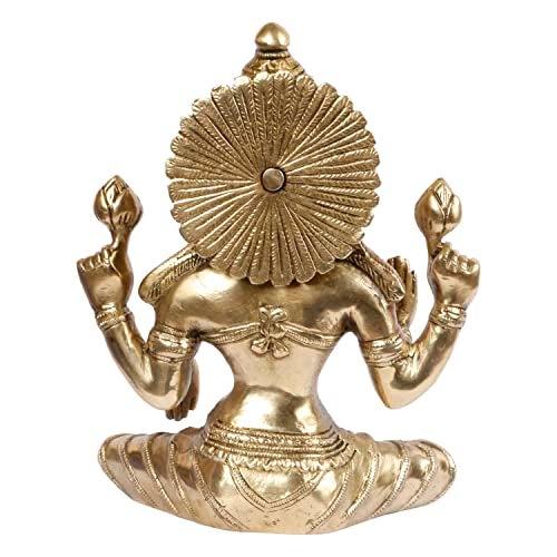 Kartique Brass Maa Laxmi Idol Sitting Lakshmi for Home Decor Height 7.5 Inch (Gold) - Image 4