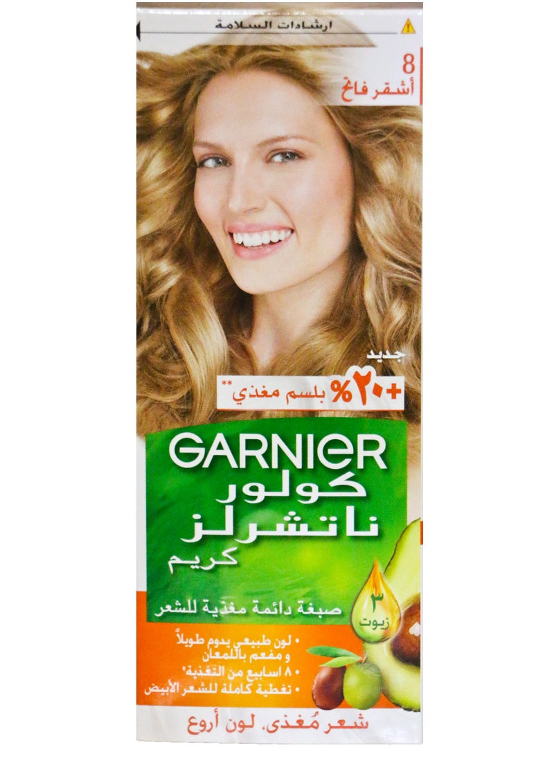 Garnier Garnier Color Naturals Permanent Creme Hair Color - 8 Light Blonde 112 ML  - Image 1