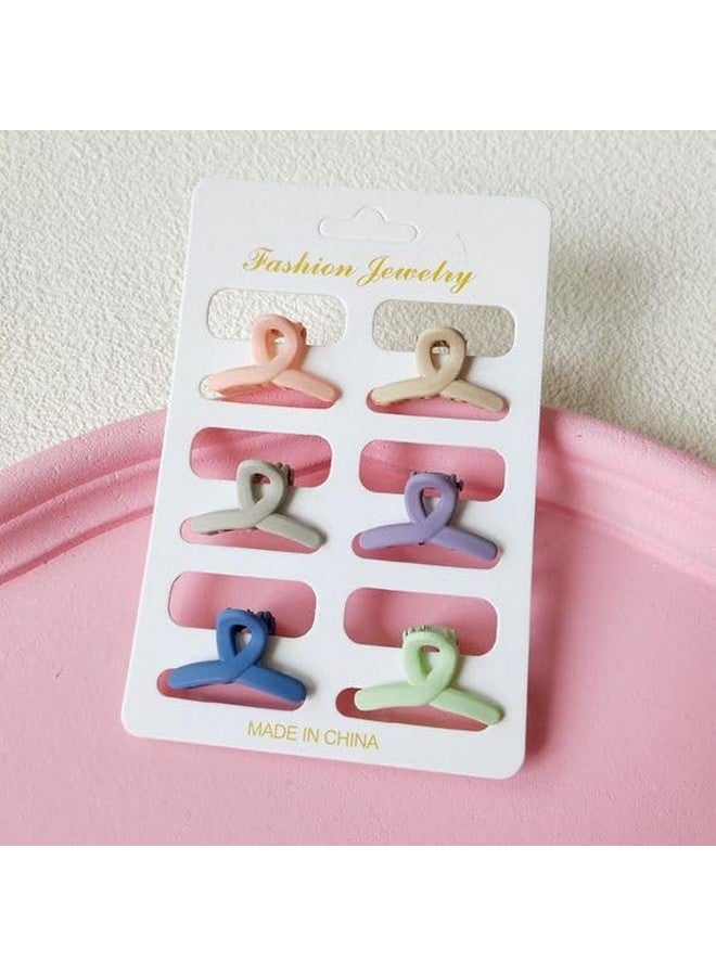 QUILBOOL Cross Claw Clips, Hair Claw Clips For Women & Girls, 2.2 Inch Small Hair Clips, Medium Rectangle Claw Hair Clip, Matte Banana Jaw Clips For Thin Half Hair 6 Pack (Multicolour) - Image 1