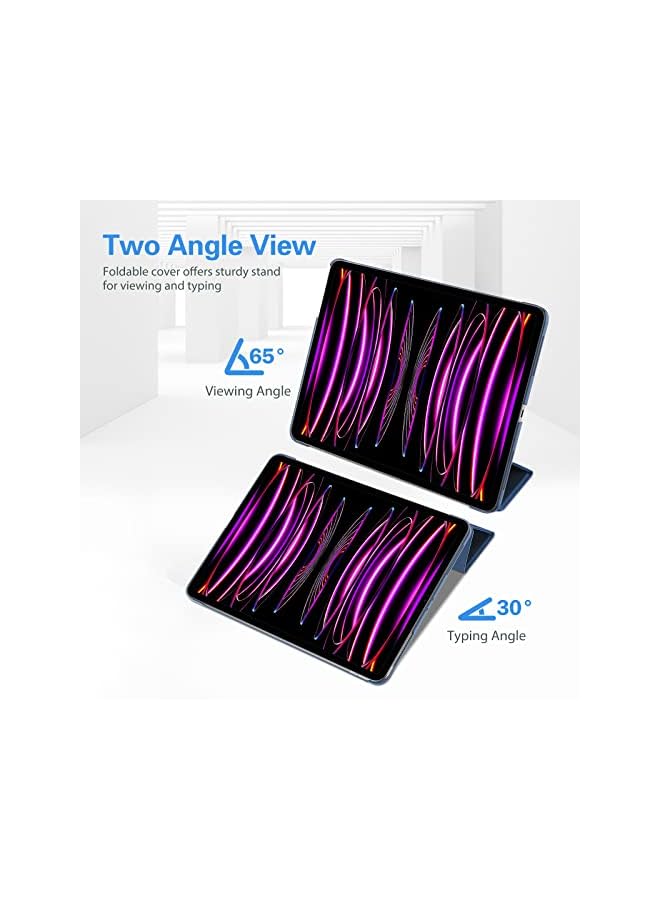 Procases iPad Pro 12.9 Case 2022/2021 / 2020/2018, Slim Stand Hard Back Shell Smart Cover for iPad Pro 12.9 Inch 6th Generation 2022 / 5th Gen 2021 / 4th Gen 2020 / 3rd Gen 2018 -Darkblue - Image 5