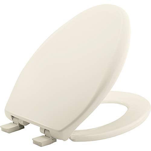 Mayfair Aurora Slow Close Toilet Seat, Easy Clean Hinges and Adjustable Perfect Fit Plastic Seat, Made in USA, Elongated, Biscuit - Image 1