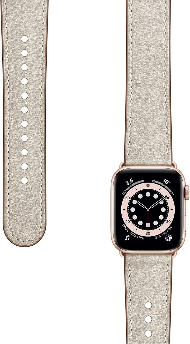 سوار OUHENG المتوافق مع Apple Watch مقاس 45مم 44مم 42مم 41مم 40مم 38مم، سوار بديل من الجلد الطبيعي لساعة iWatch SE والسلسلة 7 6 5 4 3 2 1 - Image 3