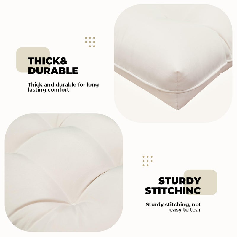 DANGHOOGY Wicker Chair Cushions, Waterproof Outdoor Loveseat Cushions for Patio Furniture, 3 Pieces Wicker Furniture Cushions, 1 Loveseat and 2 U-Shaped Cushions, Cream - Image 5