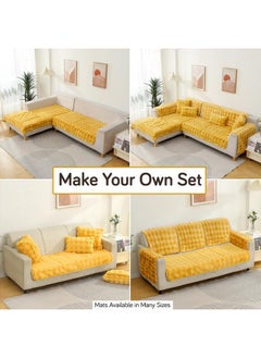 HOKIPO Premium Faux Rabbit Fur Sofa Seat Mats for L Shape and 1/2/3 Seater Sofa. Make Your Own Sofa Cover Set, Mat Length 90(D) x 120(L) cm, Honey Yellow (AR-5013-YLW) - pzsku/Z8978E60053F054B06ECEZ/45/_/1738306722/aa1083e4-0fde-4f49-960a-266256b3cea1