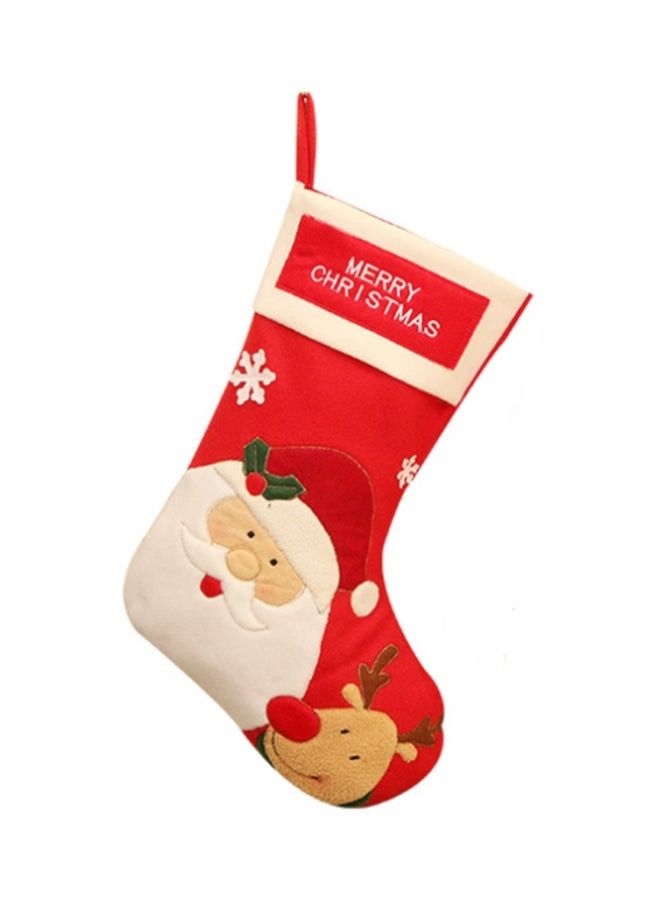 Decorative Santa Claus Embroidered Sock Red/Brown/Green 45x28x21cm - Image 1