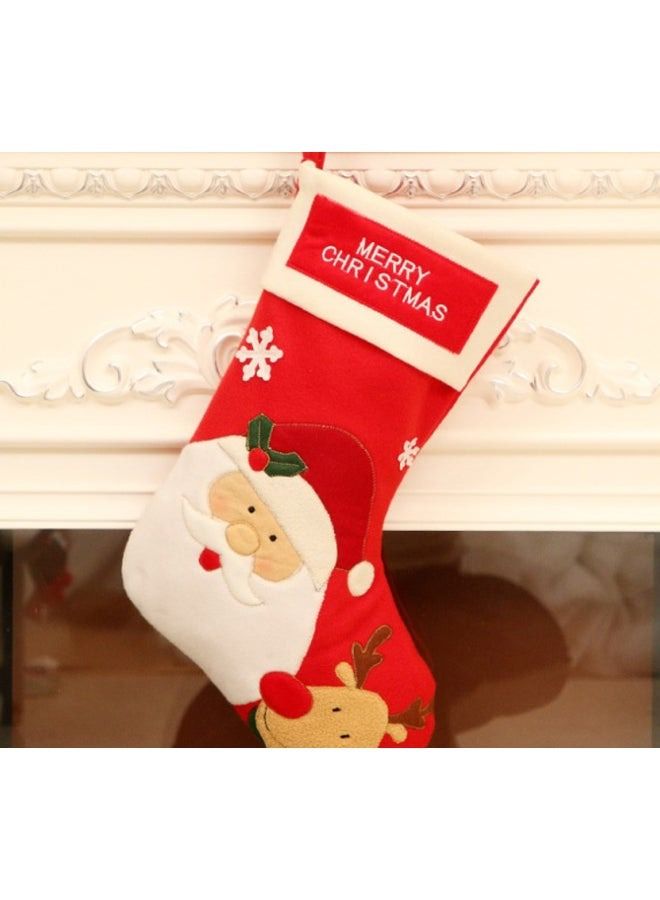 Decorative Santa Claus Embroidered Sock Red/Brown/Green 45x28x21cm - Image 2