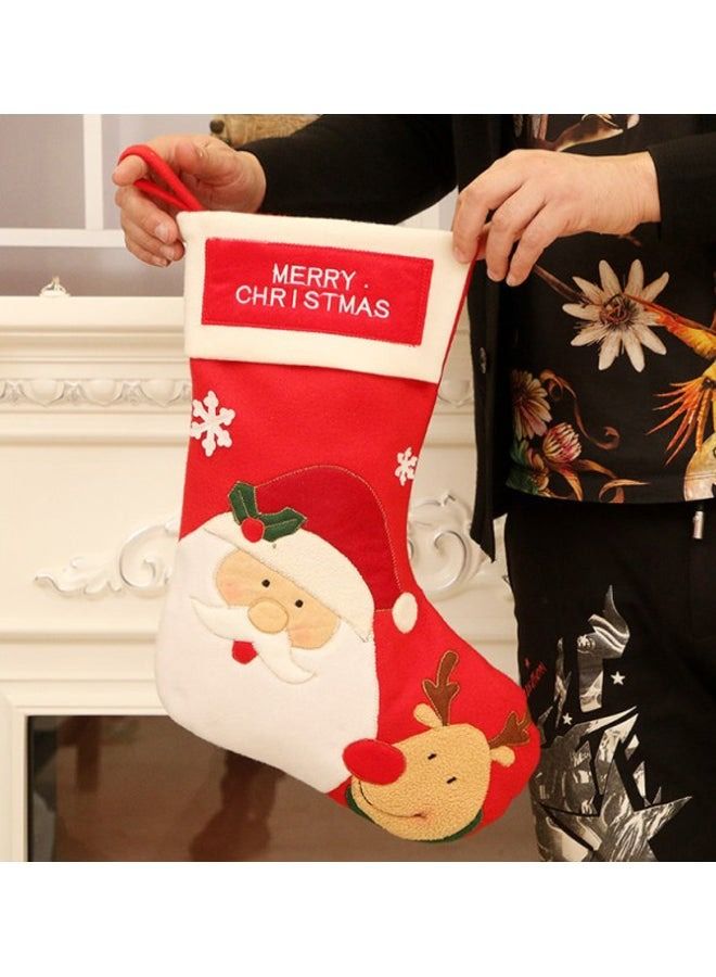 Decorative Santa Claus Embroidered Sock Red/Brown/Green 45x28x21cm - Image 4