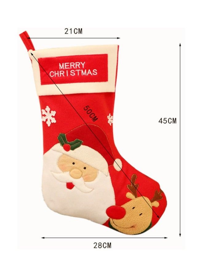 Decorative Santa Claus Embroidered Sock Red/Brown/Green 45x28x21cm - Image 3
