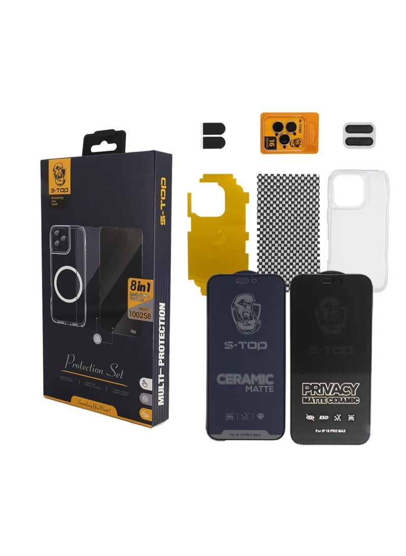 S-TOP - S-TOP Orignal Integrated protection package 8 in 1 for iPhone 16 Pro Max - Image 1