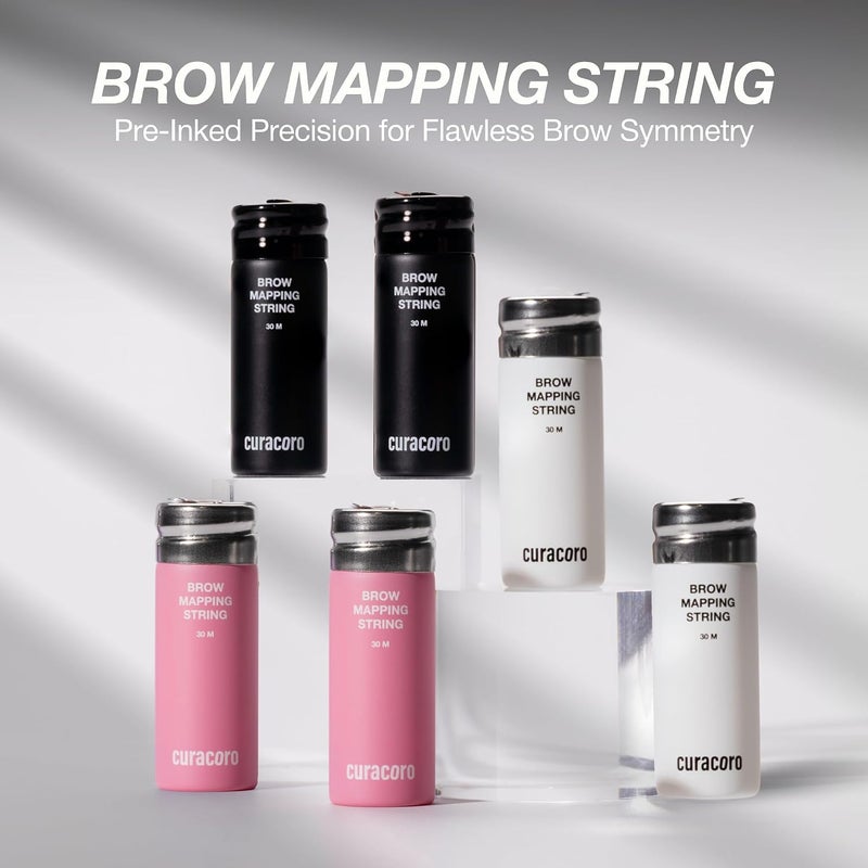خيط تحديد شكل الحواجب Brow Mapping String، بطول 30 مترًا ومُرسوم مسبقًا، مخصص لتقنيات الميكروبليدينج والمكياج ��لدائم (PMU)، وتشكيل الحواجب باستخدام فحم الخيزران (لون وردي). - Image 5