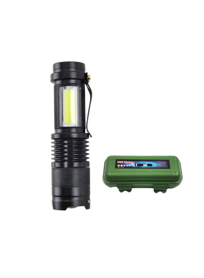 Mini Flashlight Double Light Telescopic Zoom Long-range Rechargeable Portable Strong Light Flashlight COB Lamp Outdoor Special-Product Specifications: Plastic Box  - Image 1