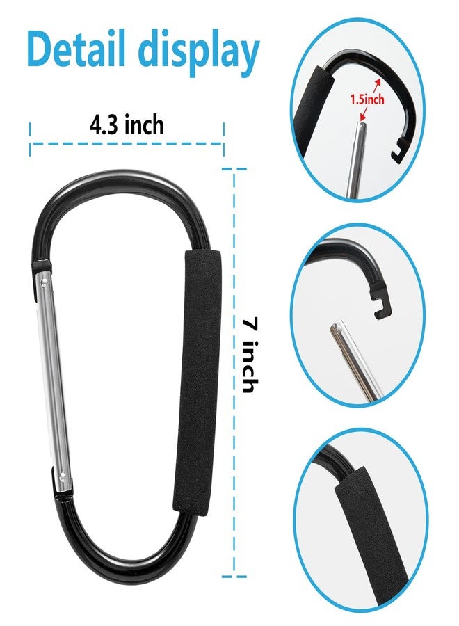 Longomat Baby Stroller Hooks for Hanging Diaper Bags,7" Large Stroller Clip, 2 Pack Stroller Hooks for Hanging Bags and Shopping, Large Carabiner Stroller Accessories for Mom - Image 3